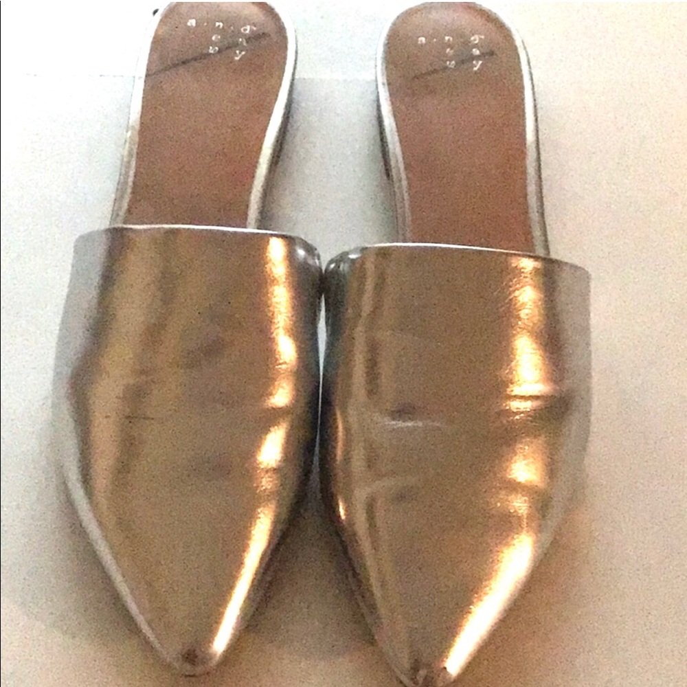 Silver slip on flats